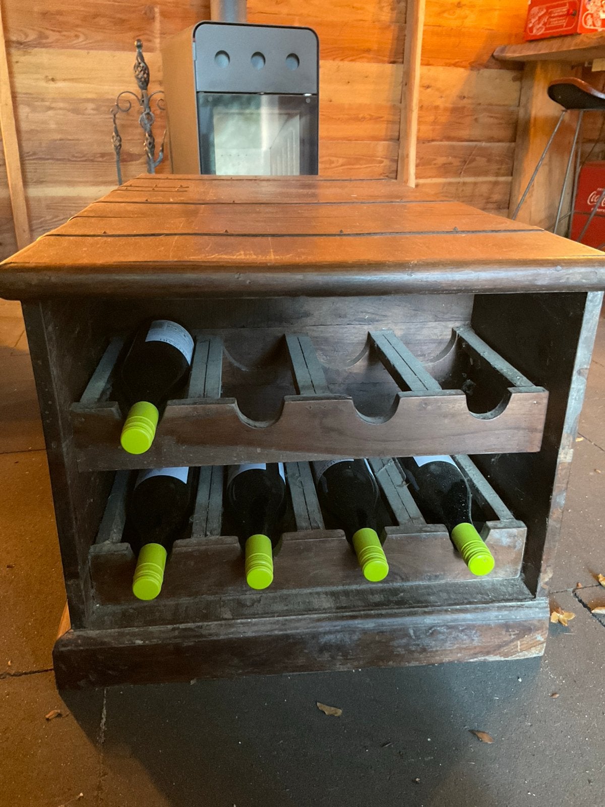 Houten kist met wijnrekken - Vintage stijl, Ophalen, 50 – 75, Gebruikt, 15 tot 25 flessen
