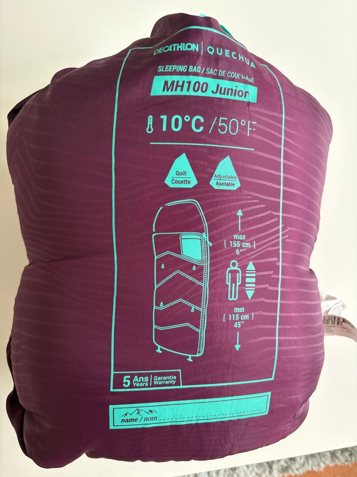 Quechua MH100 Junior Slaapzak - 10C Comfort, Ophalen of Verzenden, Zo goed als nieuw