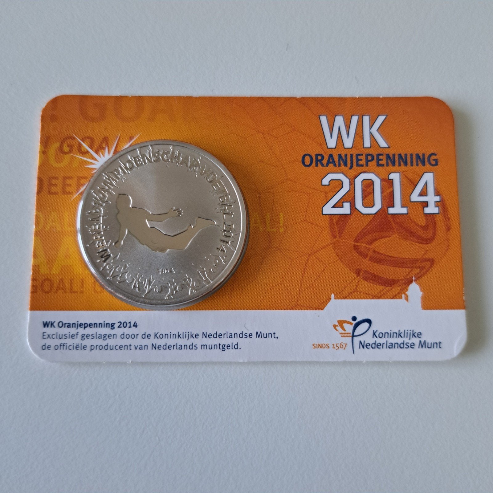 Coincard WK Oranjepenning 2014 Koninklijke Nederlandse Munt, Ophalen of Verzenden, Koningin Beatrix, Euro's, Losse munt