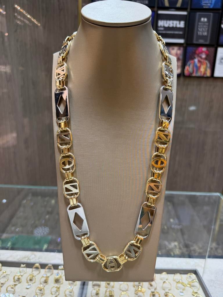 14KT Goud - 184.27 Gram - 82 CM - Ketting- PLATTE MAGNUM, Sieraden, Tassen en Uiterlijk, Ophalen, Nieuw, Goud