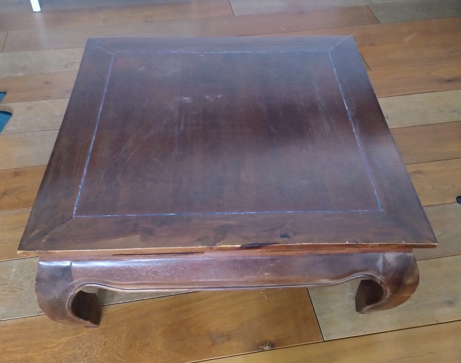 Antieke Opiumtafel / Salontafel 90x90 cm, Ophalen, Gebruikt, 100 tot 150 cm, 50 tot 100 cm