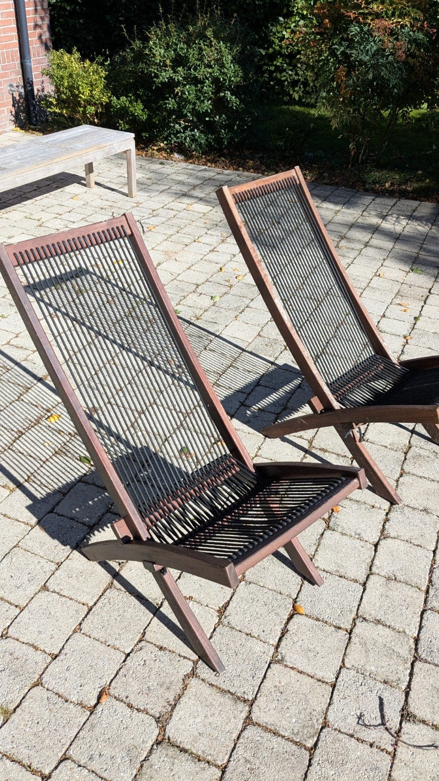 2x Houten verstelbare tuinstoelen, Tuin en Terras, Ophalen, Gebruikt, Hout, Verstelbaar