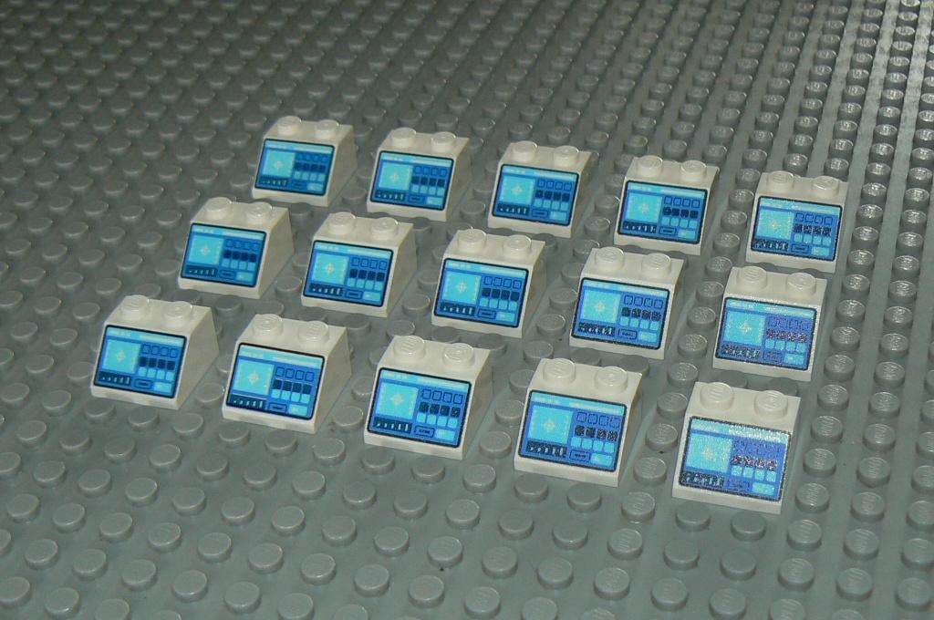 L1199 Dakpannen 2x2 wit met opdruk Control Panel 15 st., Ophalen of Verzenden, Nieuw, Losse stenen, Lego