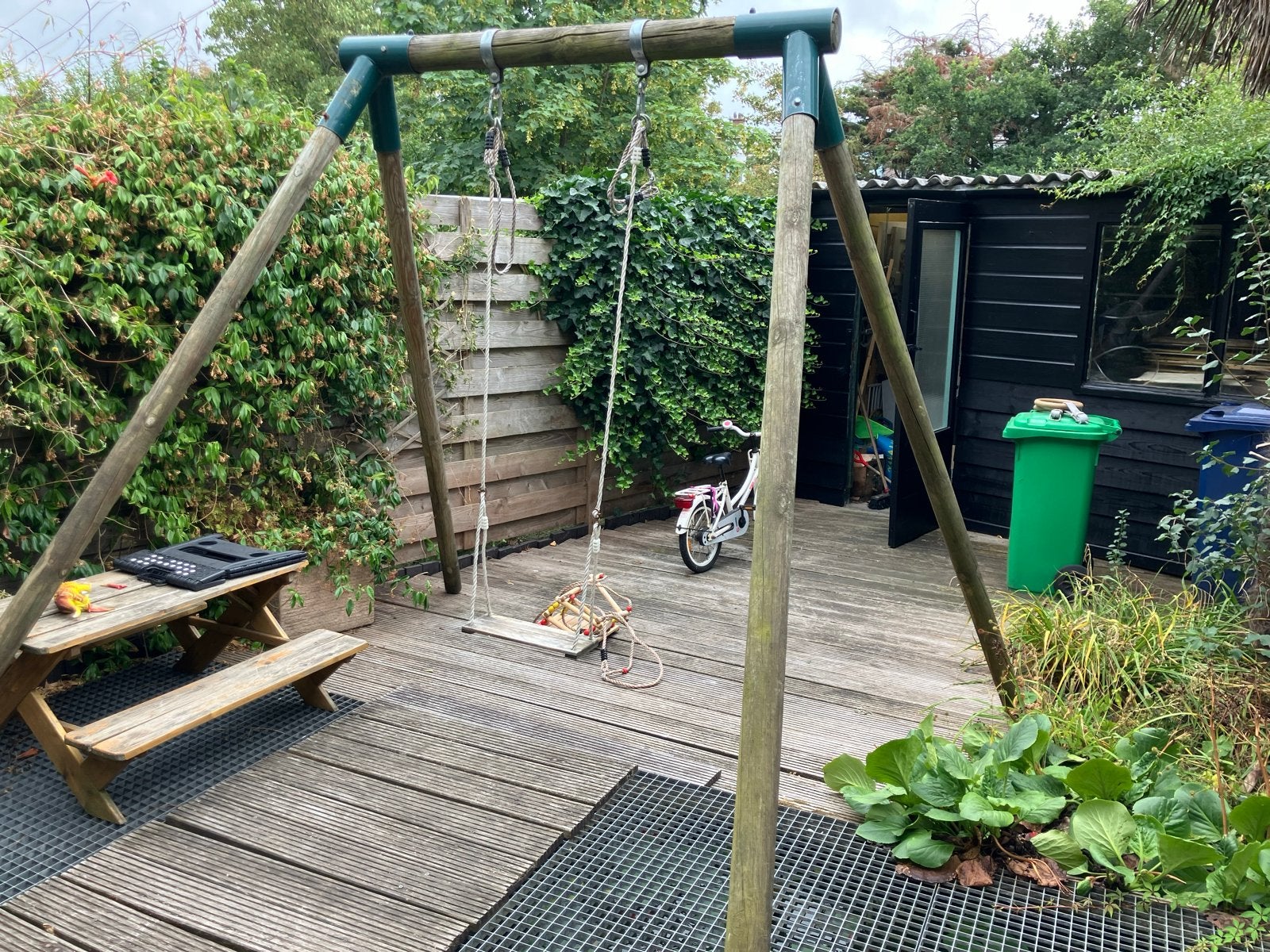 Houten schommel met babyzitje en schommelzitje, Ophalen, Gebruikt, Schommel