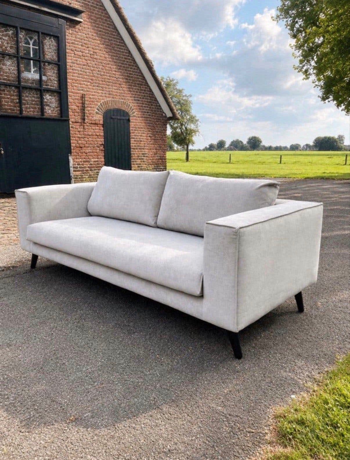 NIEUW! Lichtgrijze Andros Elementenbank van Voskamp Wonen, 75 tot 100 cm, Ophalen of Verzenden, Rechte bank, Stof