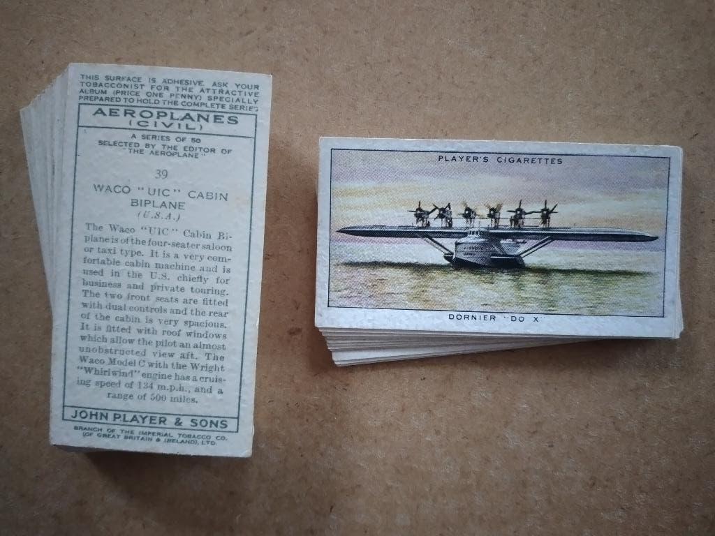 Aeroplanes (civil) compl. set 50 cigarette cards vliegtuigen, Ophalen, Overige typen