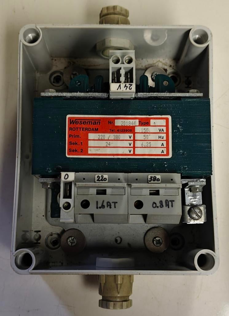 Industriële transformator Weseman 220/380V naar 24V 150VA, Ophalen of Verzenden, Zo goed als nieuw, Overige typen