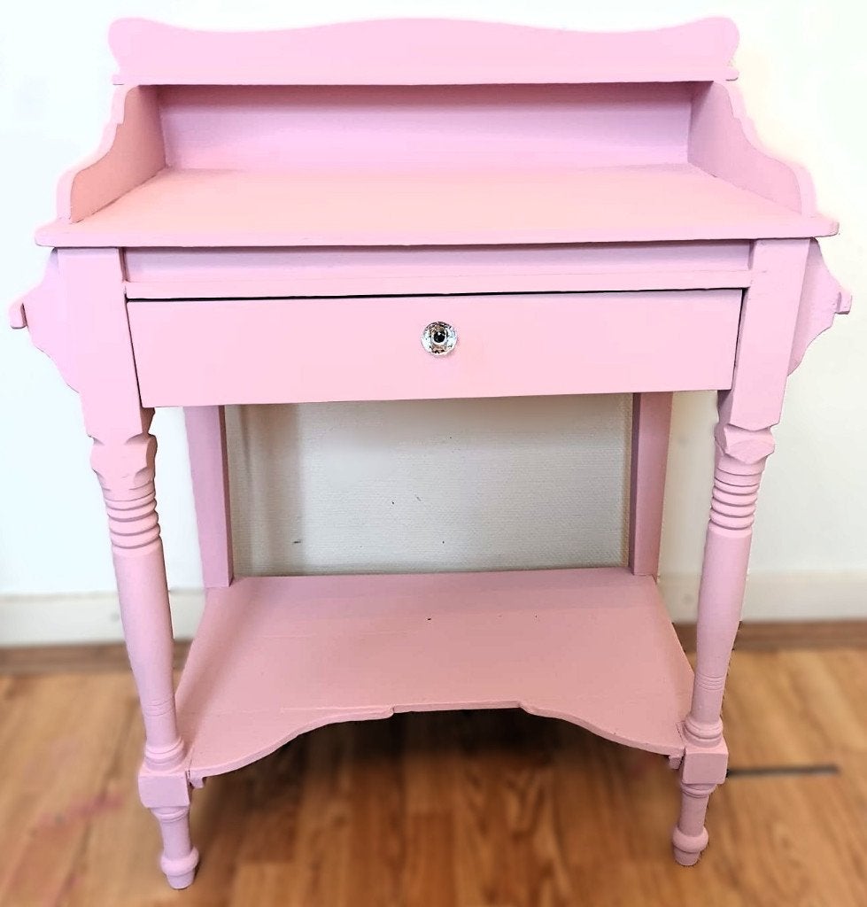Een brocant kinderburo, tafel, sidetable, roze, kaptafel, Ophalen of Verzenden, Zo goed als nieuw, 50 tot 100 cm, Minder dan 100 cm