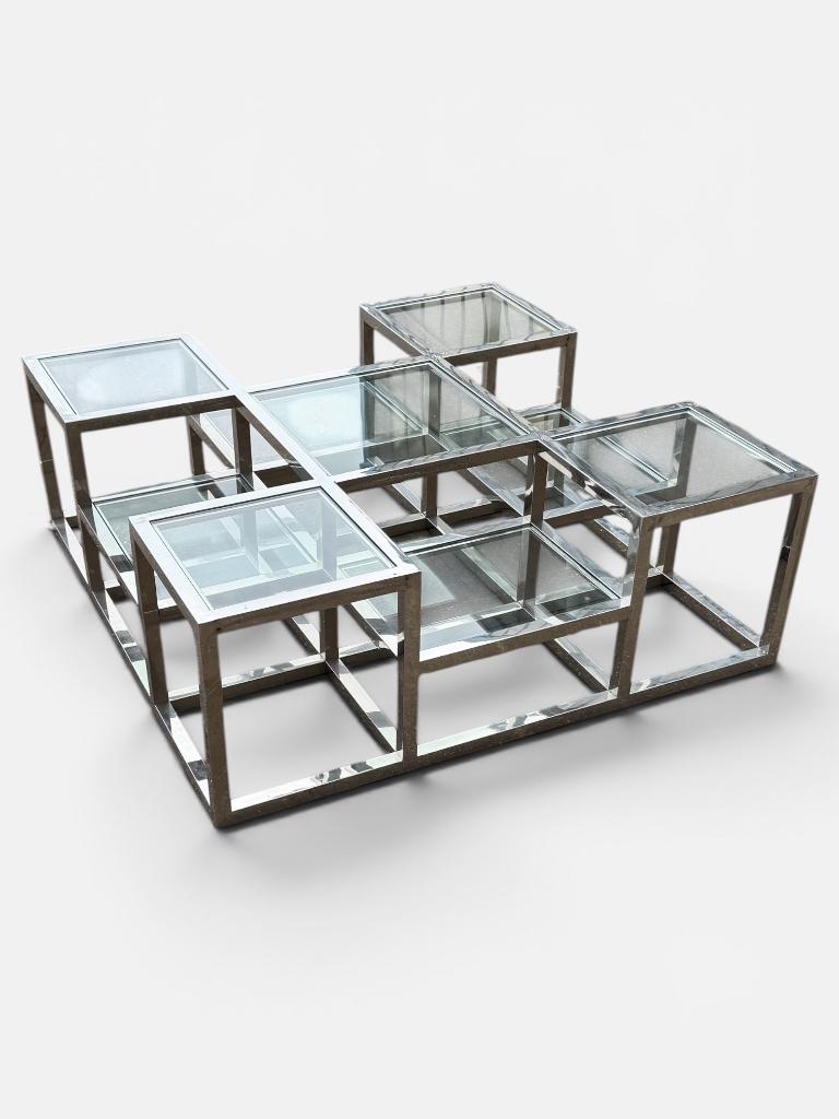 Salontafel Chroom xxl, Ophalen, Gebruikt, 100 tot 150 cm, Glas