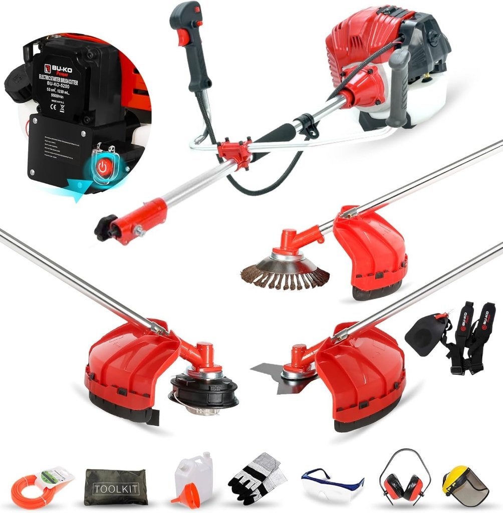 Benzine Bosmaaier Met Elektrische Start Erg Veel Accessoires, Ophalen of Verzenden, Nieuw, Benzine
