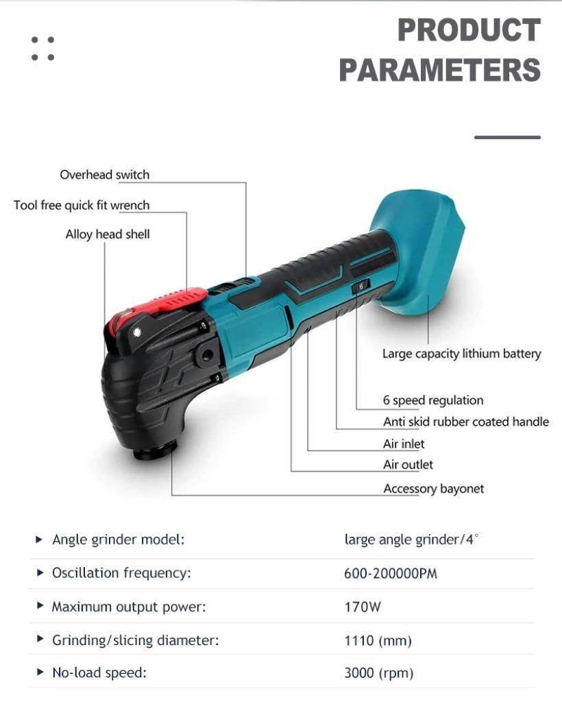 Foto 2 van Multitool oscillerend 6 snelheden voor Makita accu 18V LX