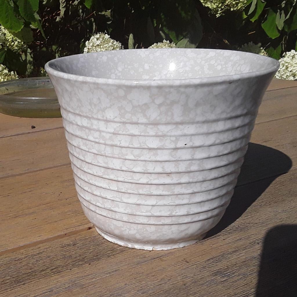 Vintage bloempot 13,5cm hoog, 16cm doorsnee, Gebruikt, Rond, Binnen, Ophalen of Verzenden