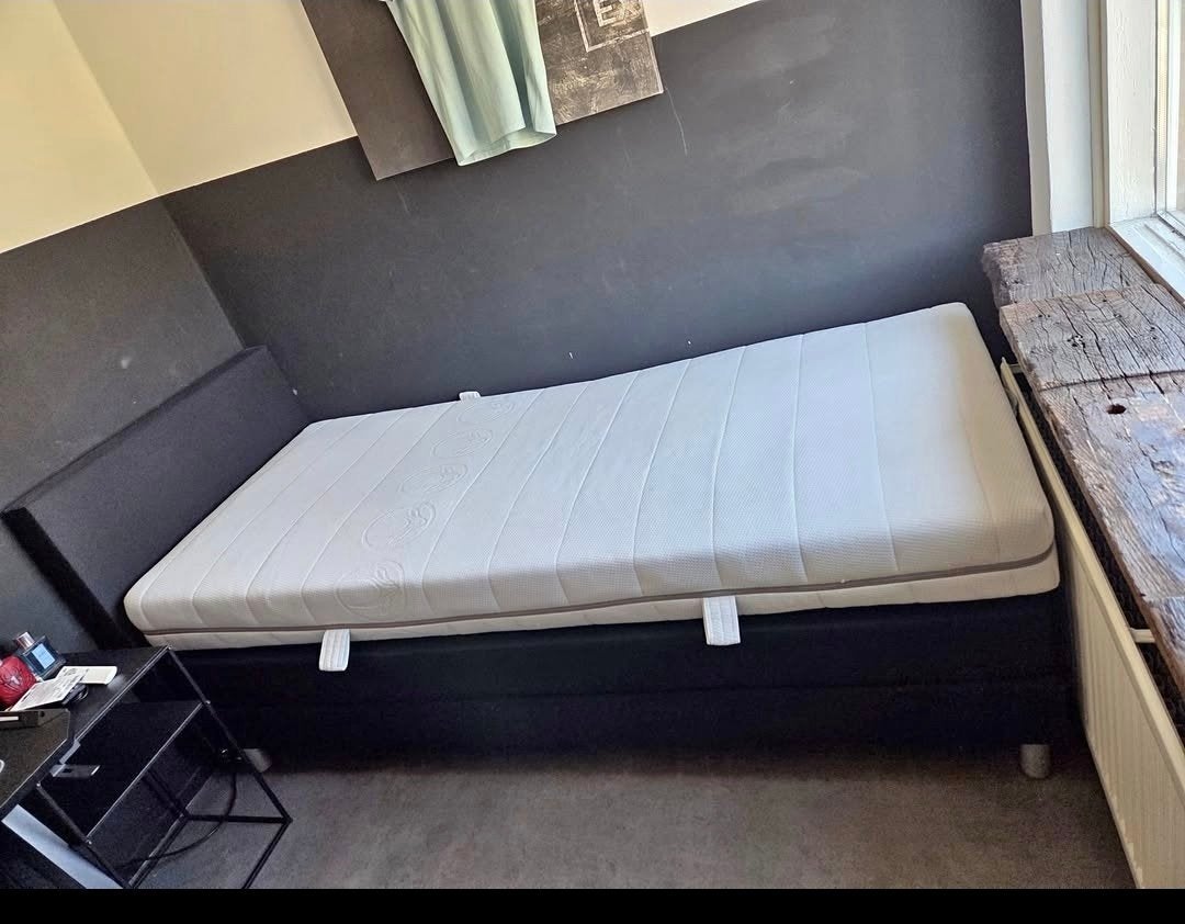 Boxspring 90/200, Ophalen, Gebruikt, 90 cm, Eenpersoons