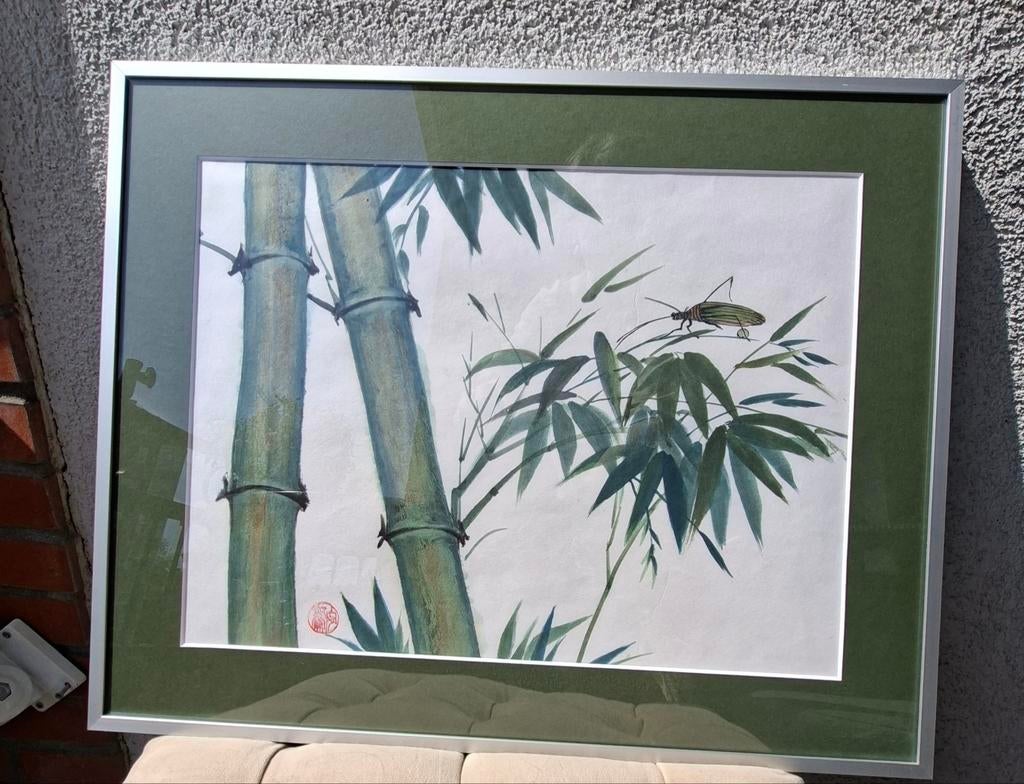 Bamboe. Chineese penseel schildering., Ophalen of Verzenden, Minder dan 50 cm, Schilderij