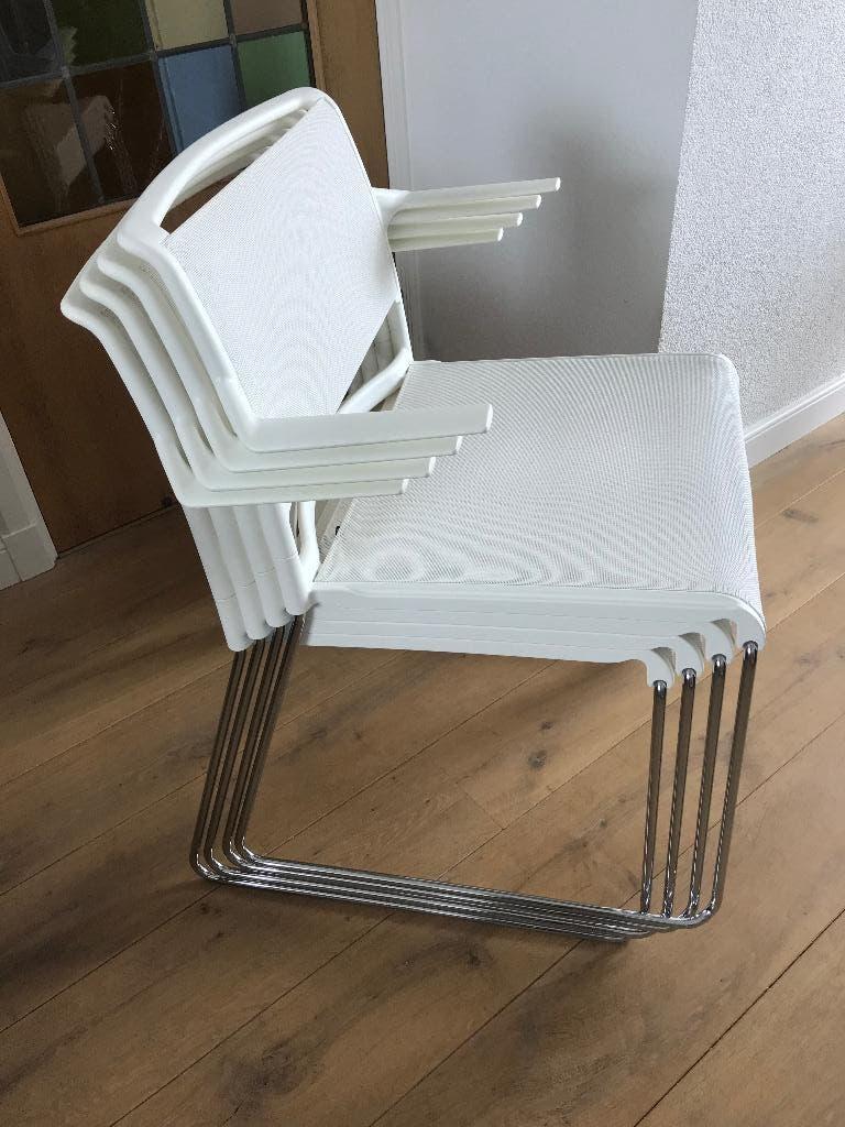14 IZGS Wilkhahn Aline design sledestoel stoel modern, Kunststof, Wit, Ophalen of Verzenden, Zo goed als nieuw