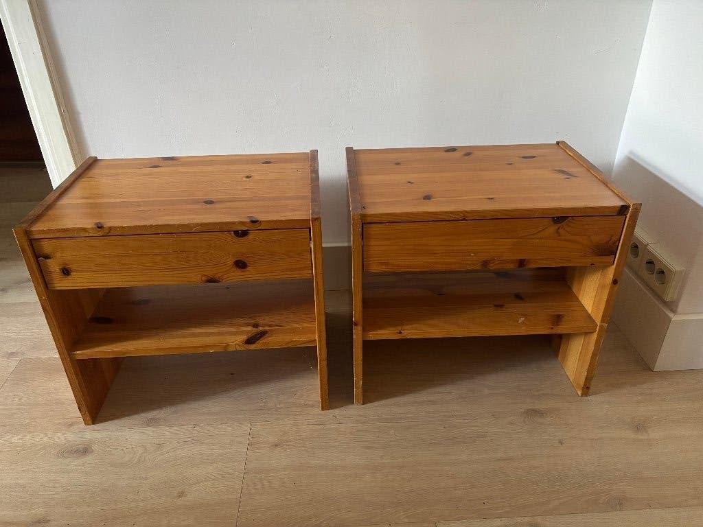 2x houten nachtkastje met lade, Ophalen, Gebruikt, 45 tot 65 cm, Minder dan 55 cm