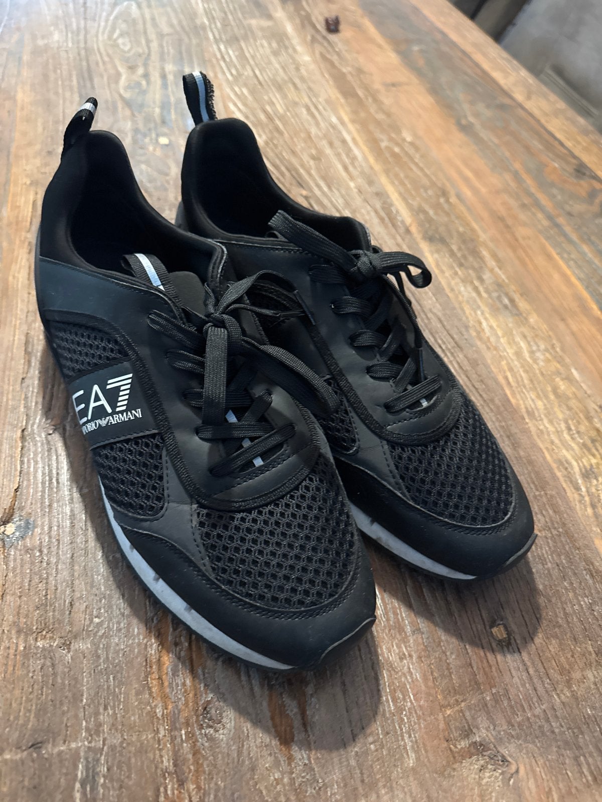 Emporio Armani EA7 Sneakers Zwart - Maat 45.5, Ophalen of Verzenden, Zo goed als nieuw, Zwart, Sneakers of Gympen