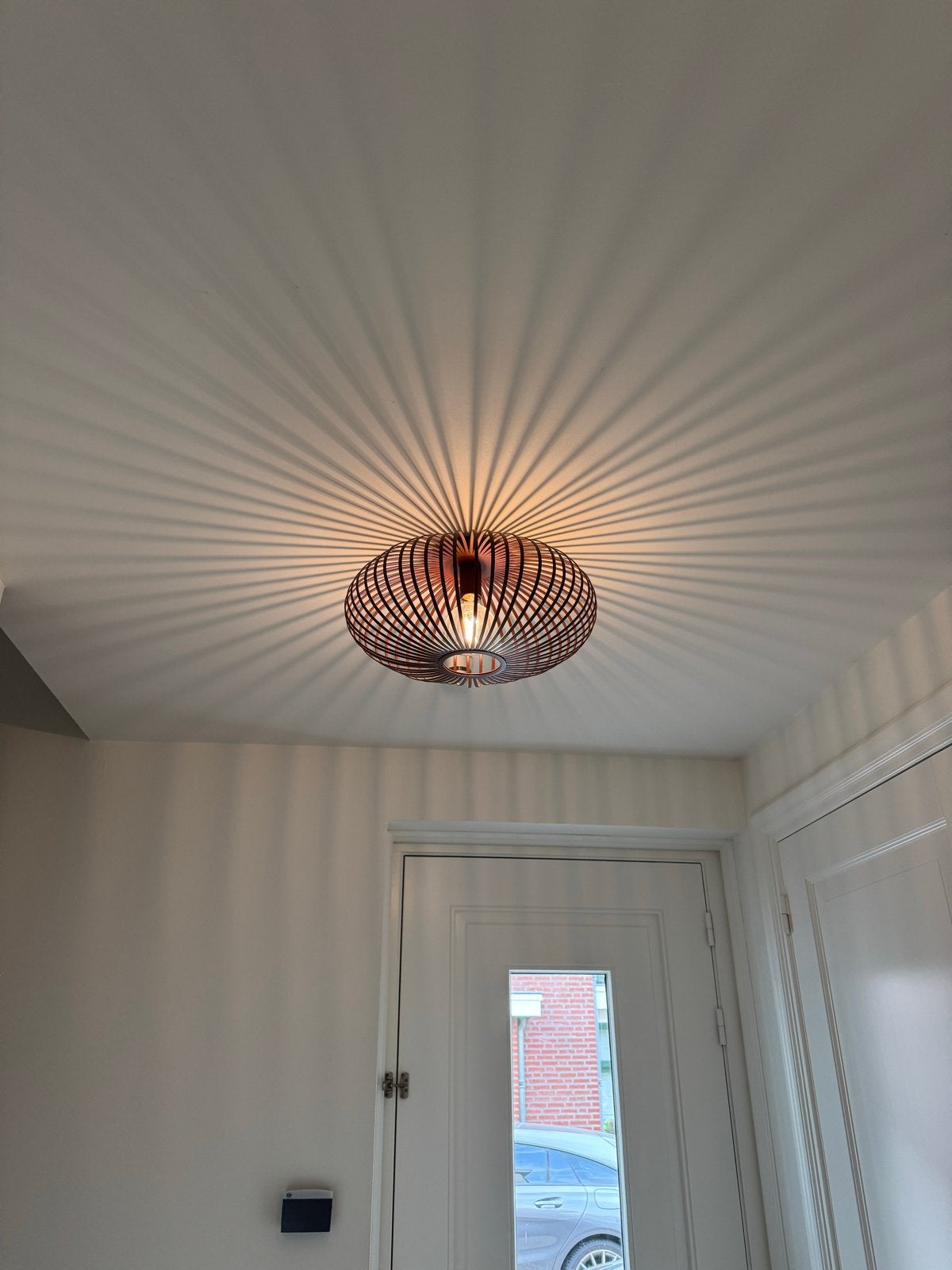 Moderne metalen plafondlamp - Zo goed als nieuw, Modern, Plafondlamp, Hout, E27 (groot)