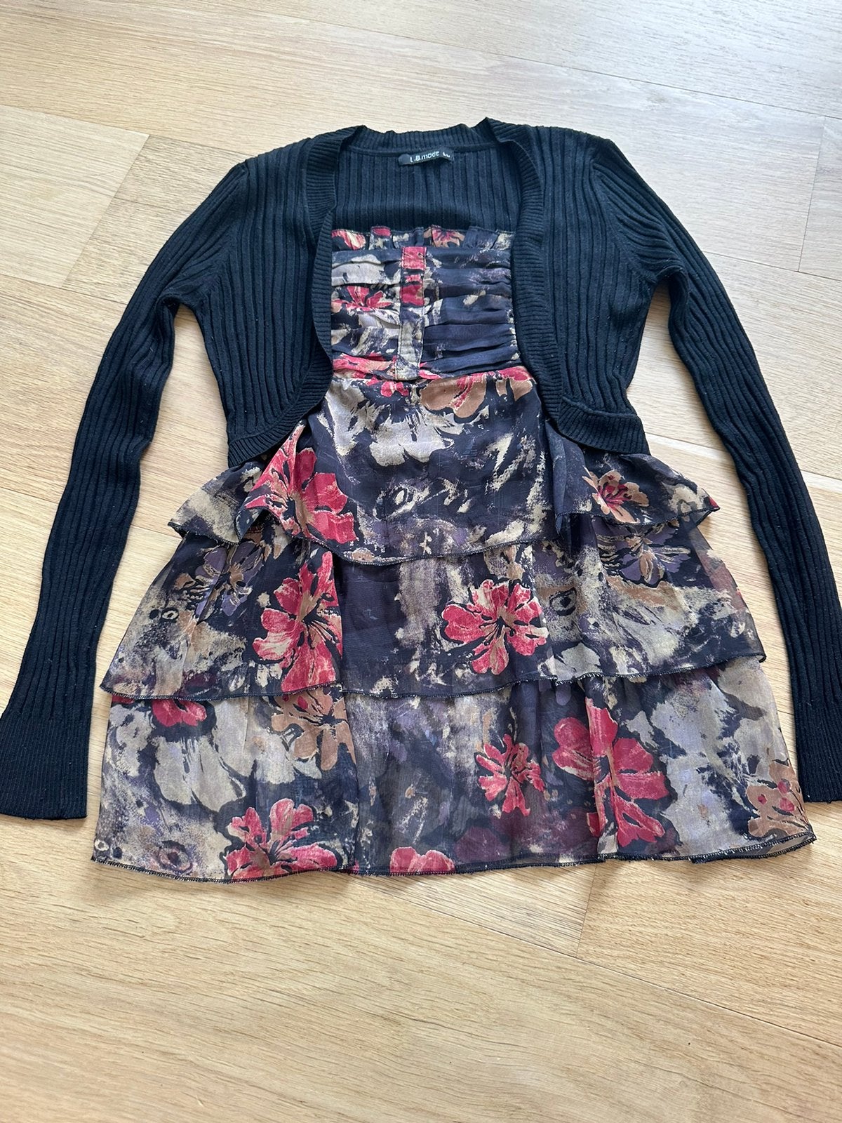 L.S. Mode bloemen jurk S, Zwart, Ophalen of Verzenden, Maat 36 (S), Gedragen