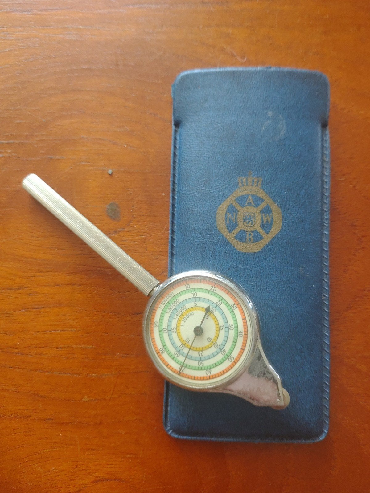Vintage ANWB Curvimeter met origineel leren etui, Antiek en Kunst, Ophalen of Verzenden