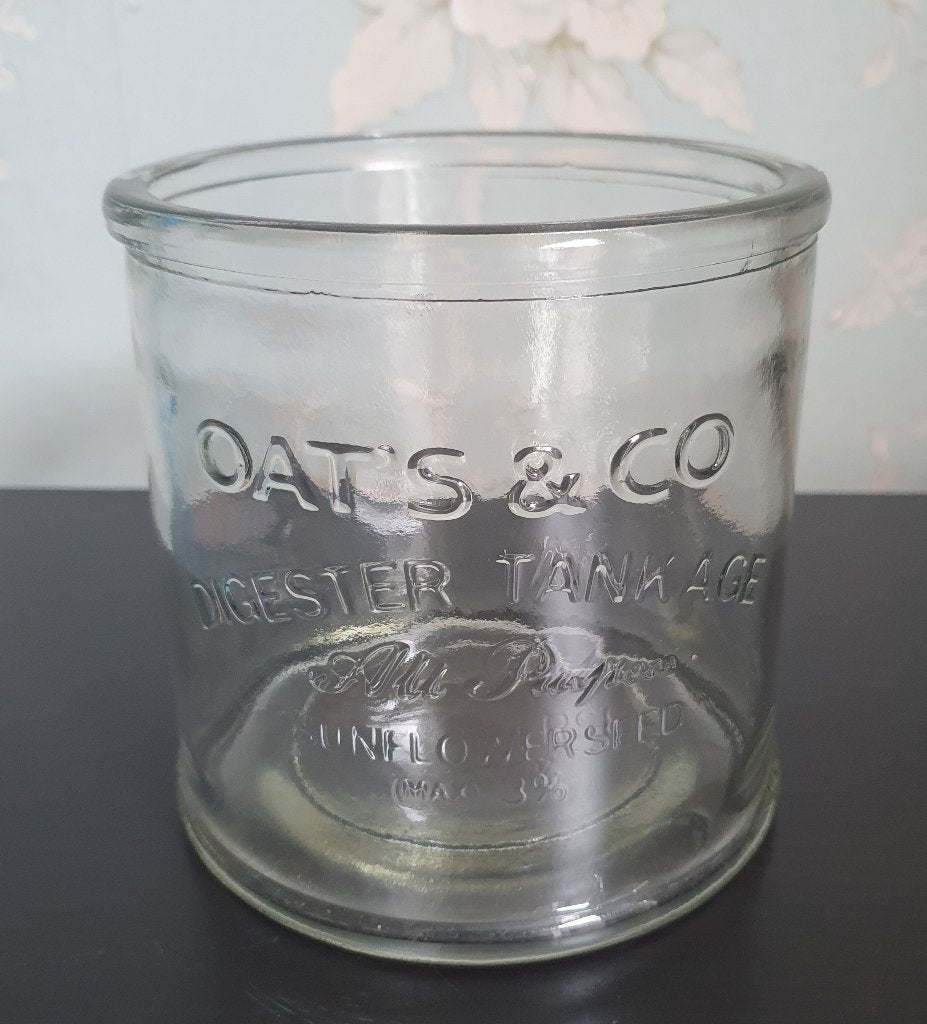 leuke pot / glazen vaas: Oat's & Co - hoogte 13,8 cm, Huis en Inrichting, Woonaccessoires | Vazen, Geschikt voor buiten, 14 cm