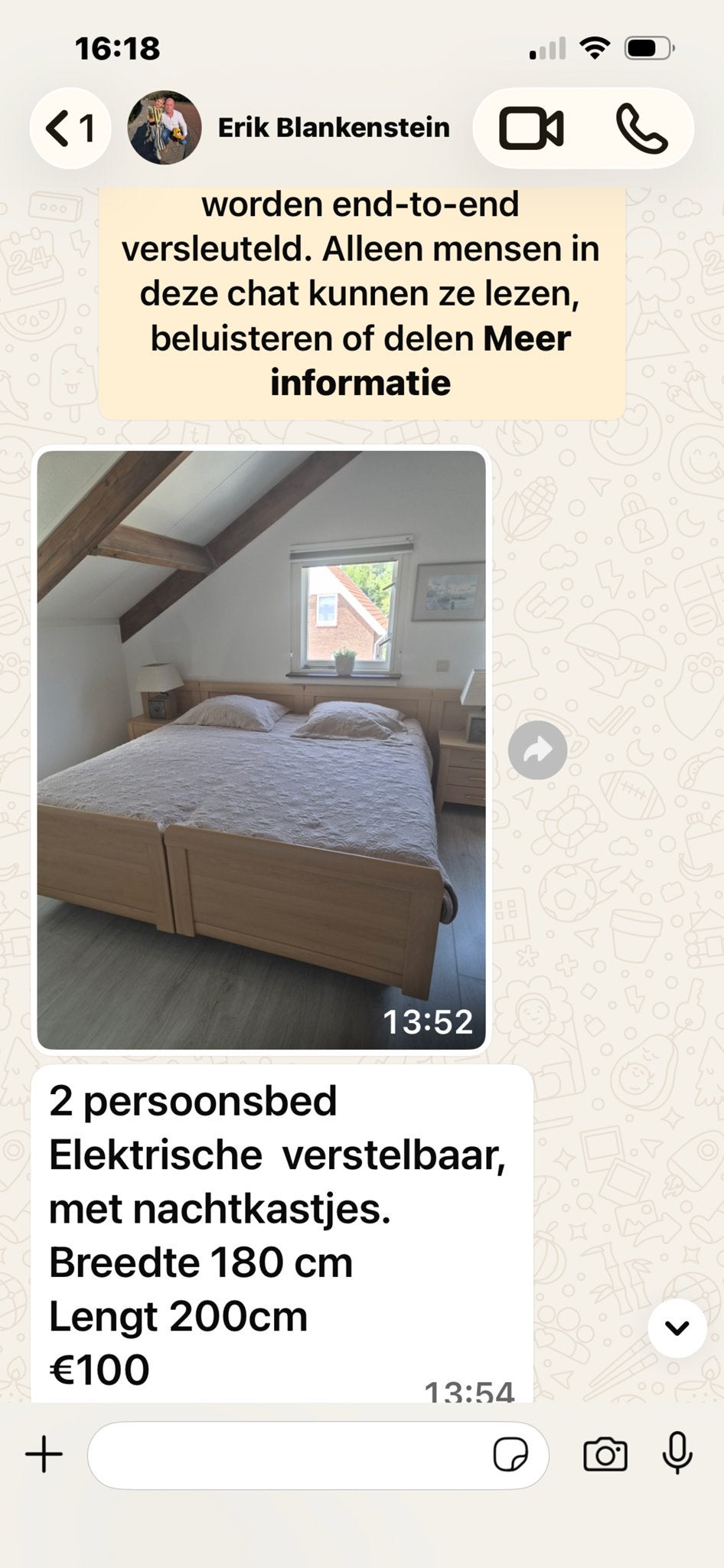 2-persoons elektrisch verstelbaar bed met nachtkastjes, Ophalen, Gebruikt, 180 cm of meer, 100 cm of meer