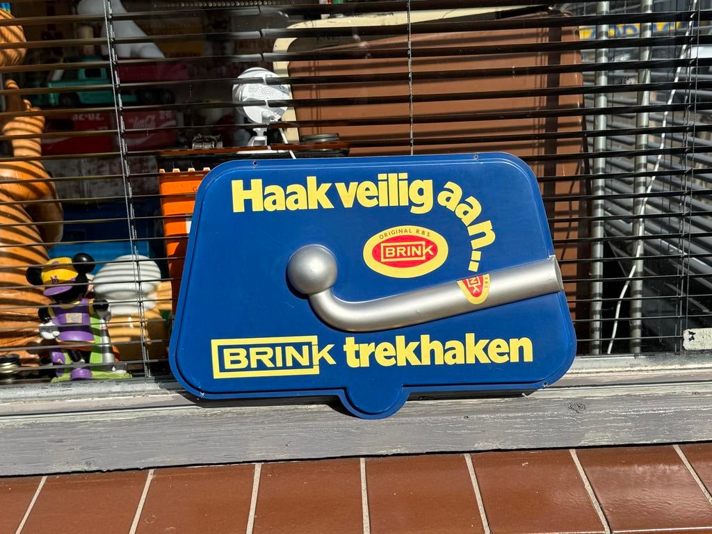 Brink Trekhaak Reclamebord - Haak Veilig Aan!, Verzamelen, Merken en Reclamevoorwerpen, Gebruikt, Reclamebord, Ophalen