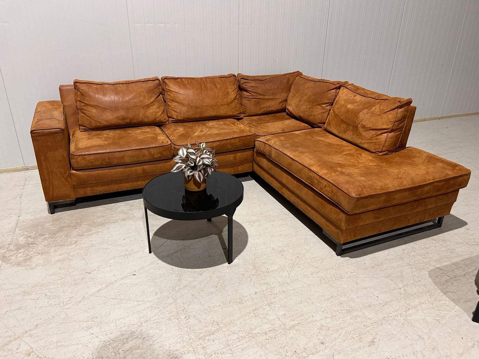 Prachtige Cognac Hoekbank - Zo goed als nieuw!, Huis en Inrichting, Banken | Bankstellen, Ophalen, 250 tot 300 cm, ., Hoekbank