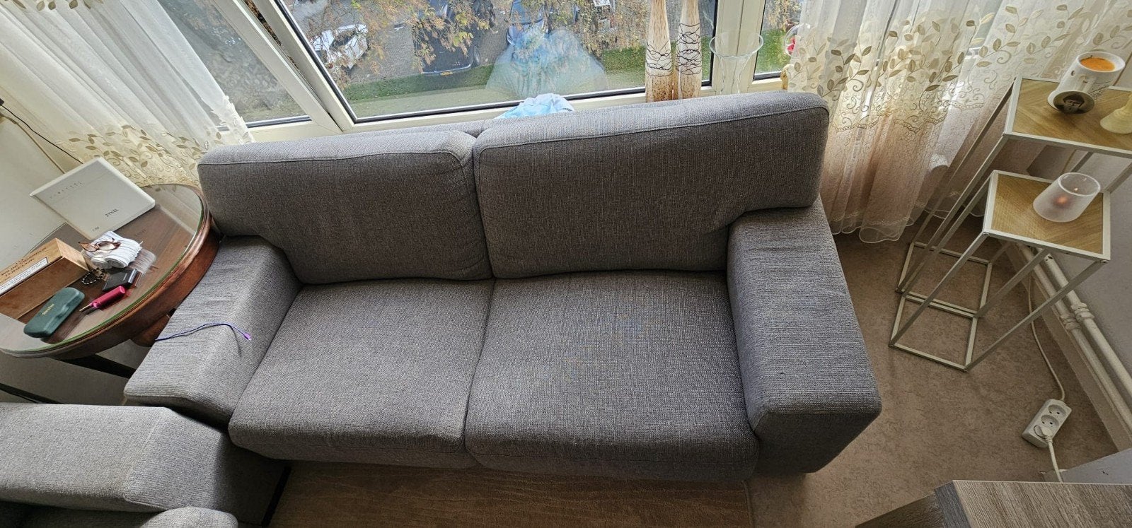 2- en 3-zitsbanken bruin/grijs – wegens verhuizing, Ophalen, Gebruikt, 150 tot 200 cm, Tweepersoons