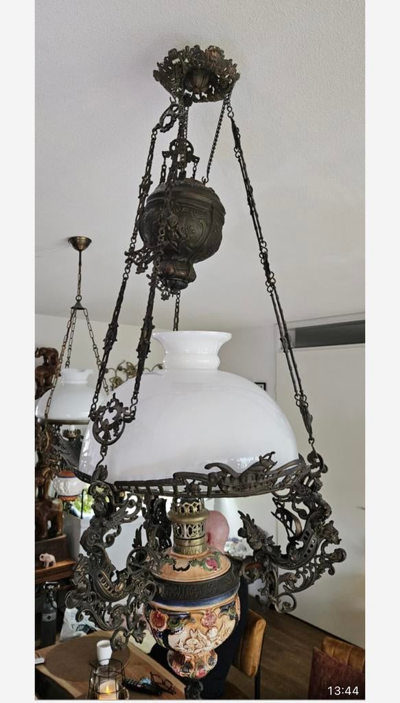 Olielamp  Origineel  voor lampenolie, Antiek en Kunst, Antiek | Lampen, Ophalen