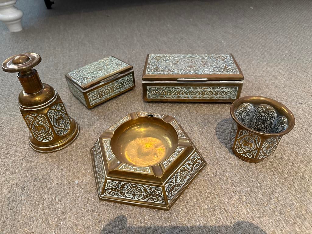 Vintage Bronzen Decoratie Set rookset, Antiek en Kunst, Antiek | Koper en Brons, Brons, Ophalen of Verzenden