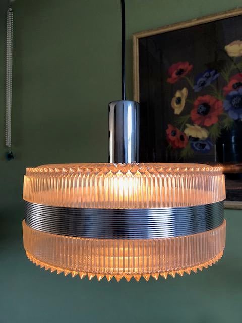 Hanglamp, Scandinavisch, plexiglas, vintage, jr 50/60, Ophalen of Verzenden, Zo goed als nieuw, Minder dan 50 cm