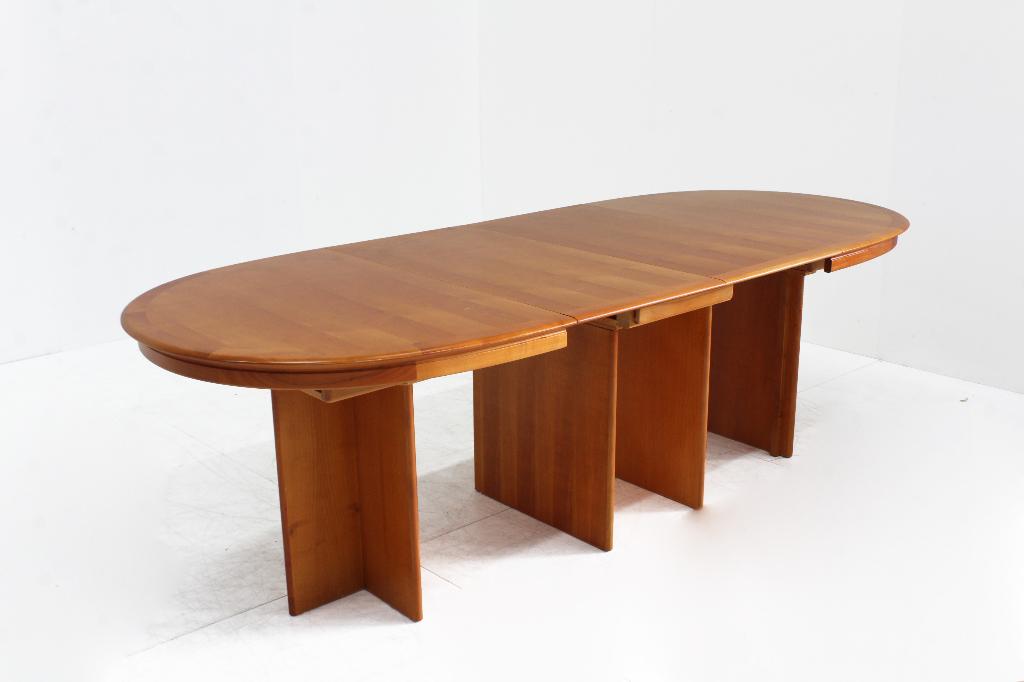 Vintage Deense grote ovalen uitschuifbare eettafel tafel, Ophalen, 100 tot 150 cm, Vintage, 200 cm of meer