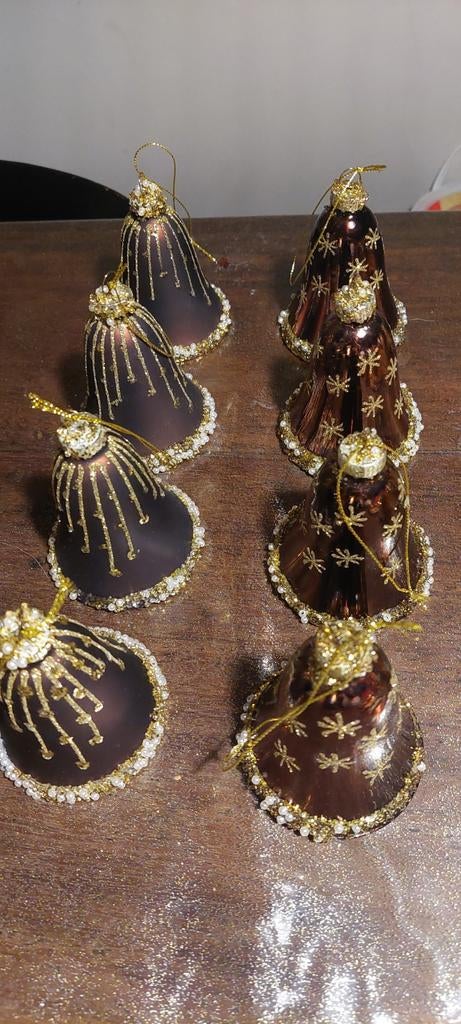 17 stuks Decoris kerst ornamenten glas pegels klokken ballen, Ophalen, Zo goed als nieuw