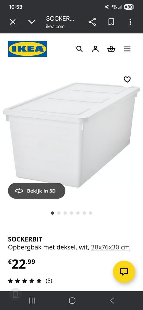 Ikea Sockerbit, Ophalen, Doos, Minder dan 35 cm, Minder dan 50 cm