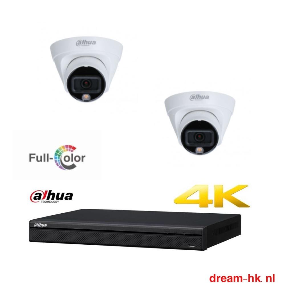 4MP Dahua Full Color IP POE set/4CH NVR+2x camera(met audio), Ophalen of Verzenden, Nieuw, Buitencamera