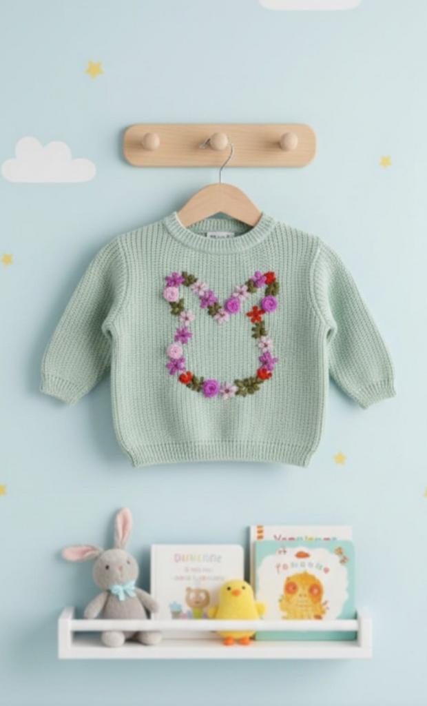 Gebreide baby trui met bloemen, H&M, Nieuw, Ophalen of Verzenden, Truitje of Vestje