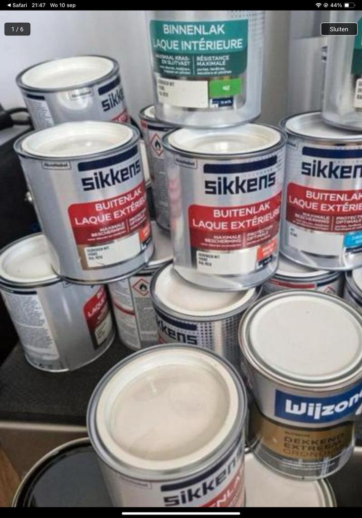 Sikkens /sigma/wyzonol div kleuren nw. P,s 17 euro, Wit, Nieuw, Ophalen of Verzenden, 20 liter of meer