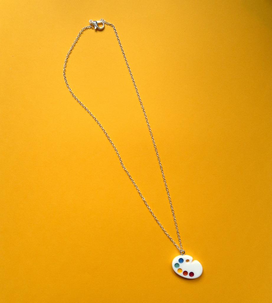 Schilderspalet kettinkje sieraad hangertje ketting verf, Verzenden, Nieuw, Zilver, Overige materialen
