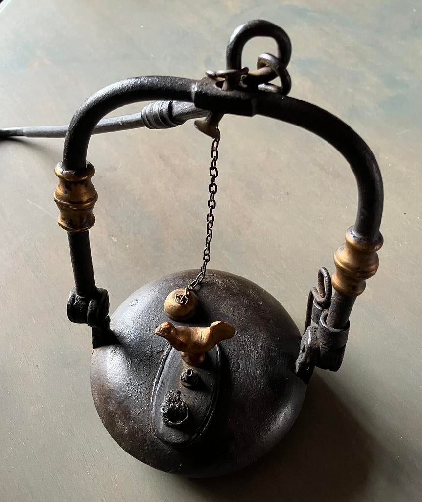 ‘Snotneus’ olielamp, Antiek en Kunst, Antiek | Tin, Ophalen of Verzenden