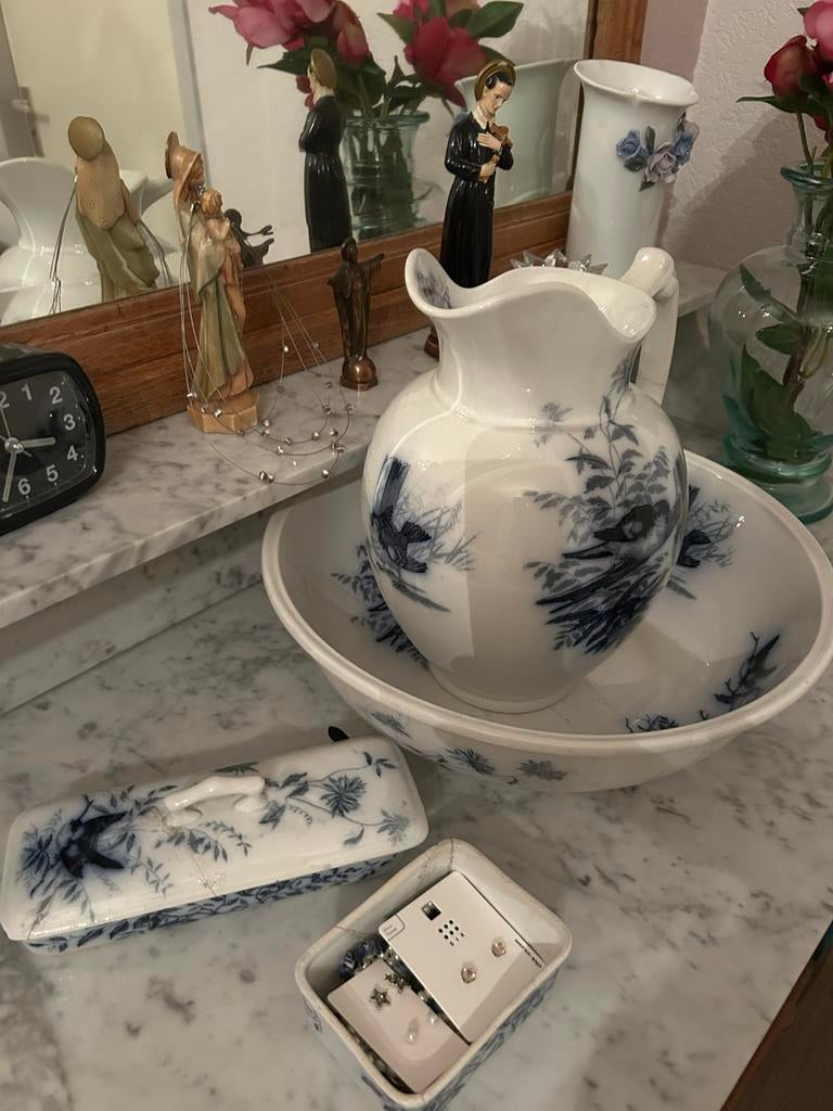 Antieke Plata lampetstel lampet Kan en Kom, Antiek en Kunst, Ophalen