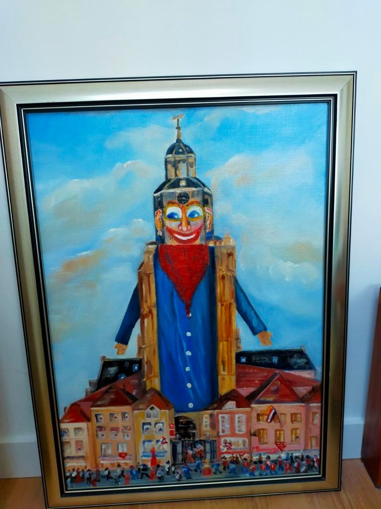 PEPERBUS BERGEN OP ZOOM CARNAVAL KRAB KRABBEGAT VASTEN, Oorspronkelijke maker, Ophalen of Verzenden, Zo goed als nieuw, Schilderij