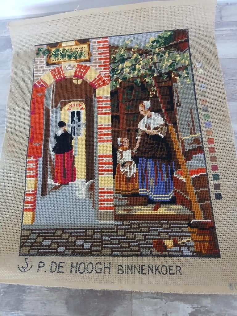 P. de Hoogh Binnenkoer Borduurwerk, Ophalen of Verzenden, Gebruikt, Handborduren, Borduurpakket