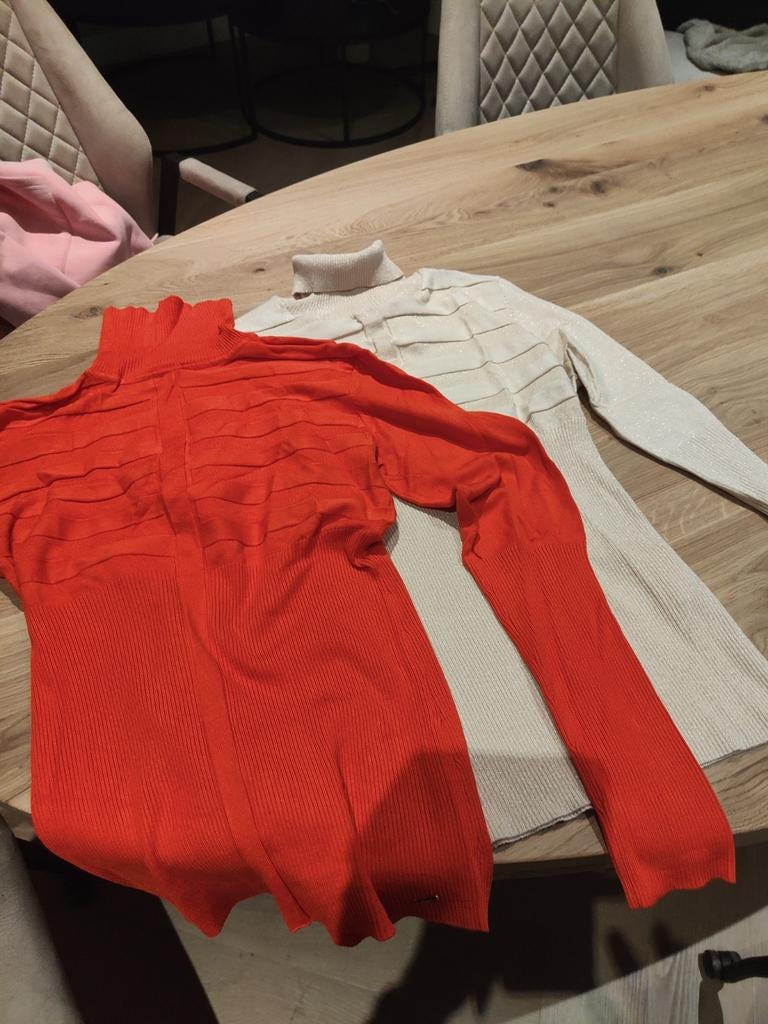 2x Morgan de Toi coltrui - rood/oranje & goud glitter, Morgan de toi, Ophalen of Verzenden, Zo goed als nieuw, Rood