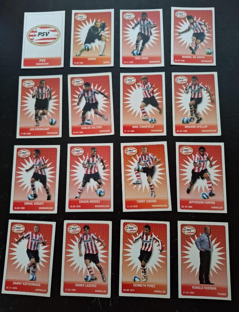 Complete set kaarten PSV Eindhoven 2007-08, Ophalen of Verzenden, Zo goed als nieuw, PSV, Poster, Plaatje of Sticker
