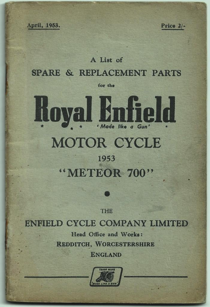 Royal Enfield Meteor 700 parts list motor (7720z), Motoren, Handleidingen en Instructieboekjes, Ophalen of Verzenden, Overige merken