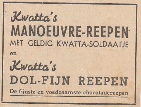Retro reclame 1941 Kwatta Dol-Fijn reepen de voedzaamste, Verzenden, Overige typen
