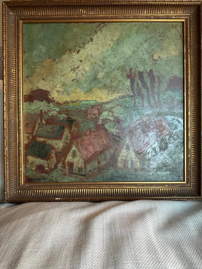 Schilderij van Grevenbicht, dorpsgezicht, Antiek en Kunst, Ophalen of Verzenden