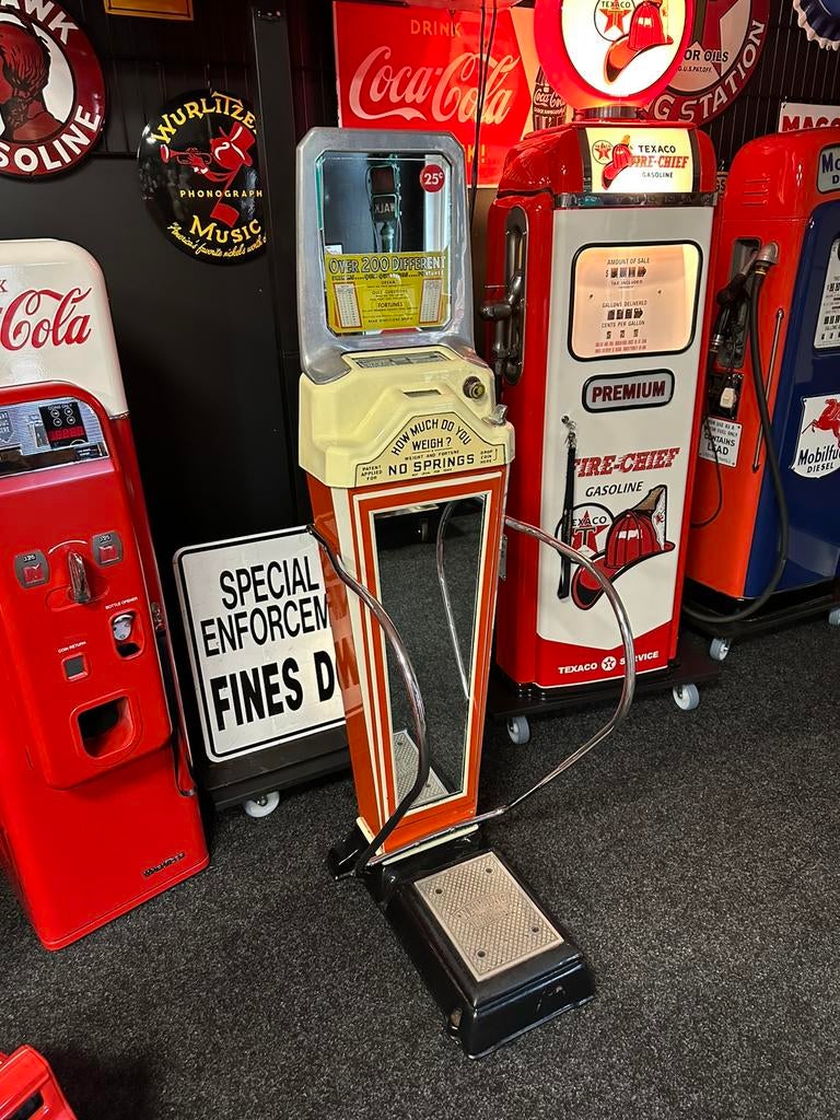 Unieke en prachtige Amerikaanse Watling weegschaal USA, Verzamelen, Automaten | Overige, Ophalen, Gebruikt