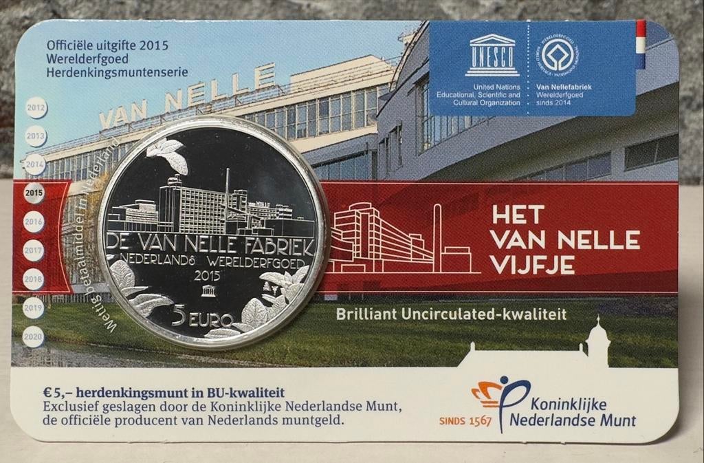 Het Van Nelle Vijfje 2015 BU Coincard, Postzegels en Munten, Munten | Nederland, Ophalen of Verzenden, Euro's, Losse munt